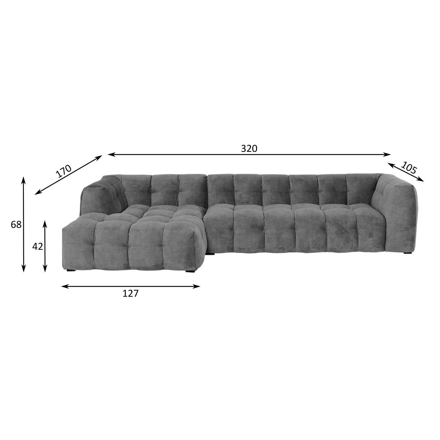 Диван угловой левосторонний Salamanca Light Brown Left 320cm