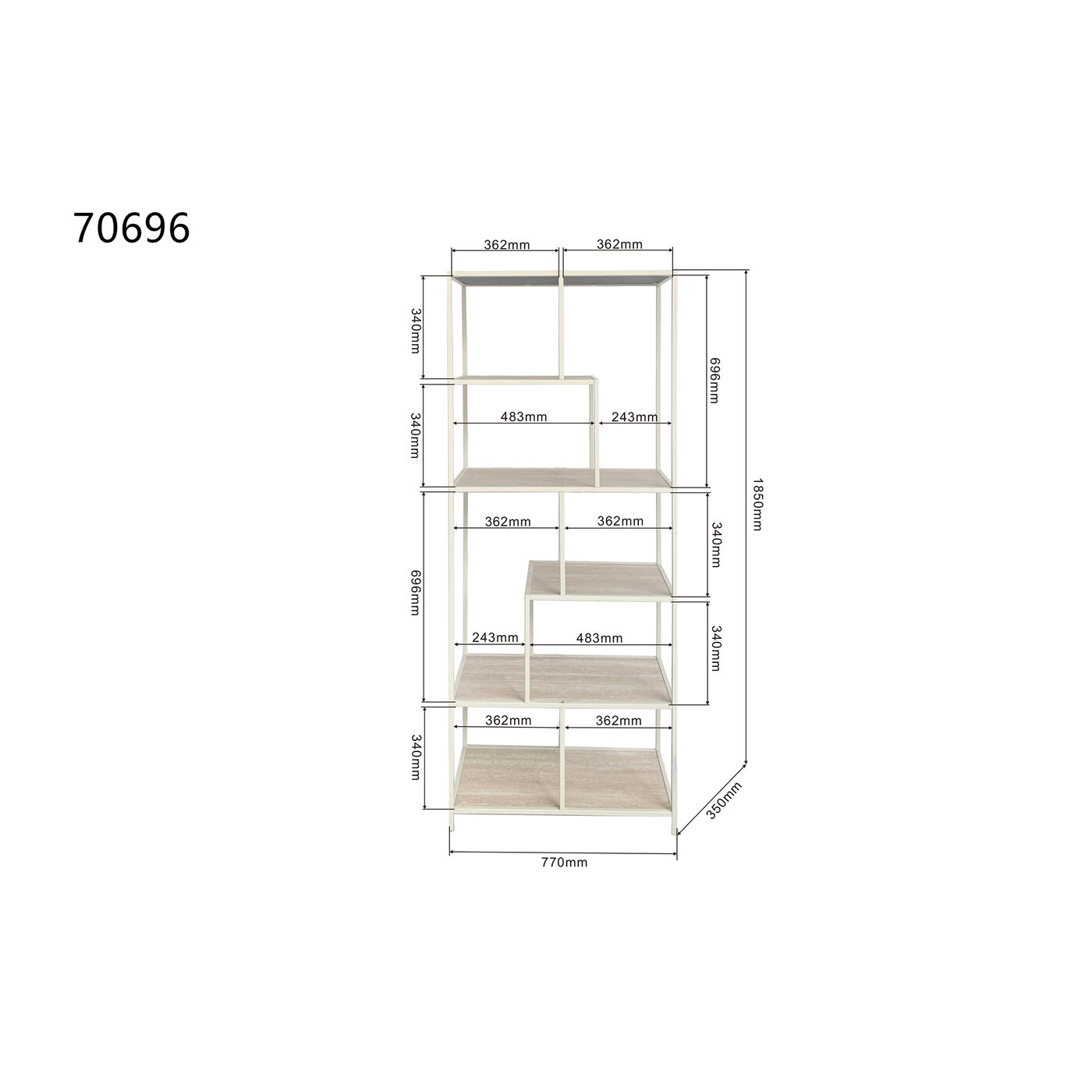 Стеллаж Loftie Greige 77x185cm