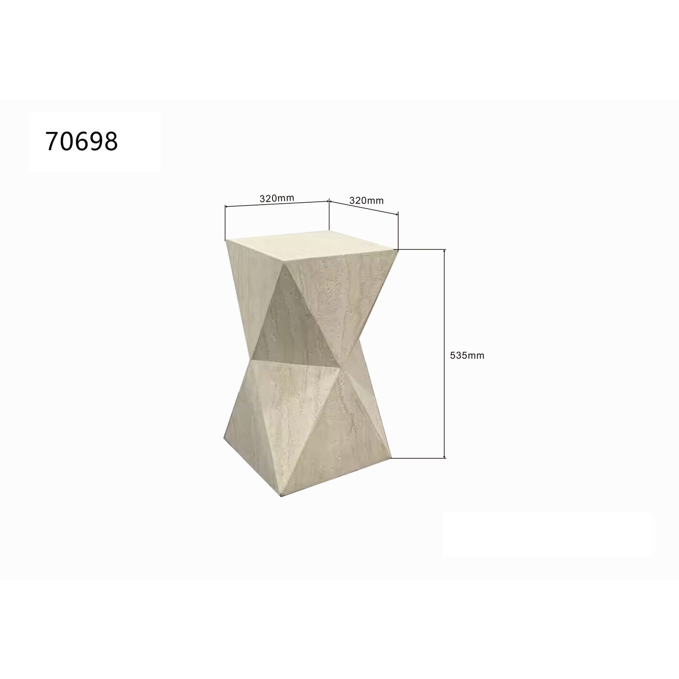 Стол приставной Luxury Triangle Travertine 54cm