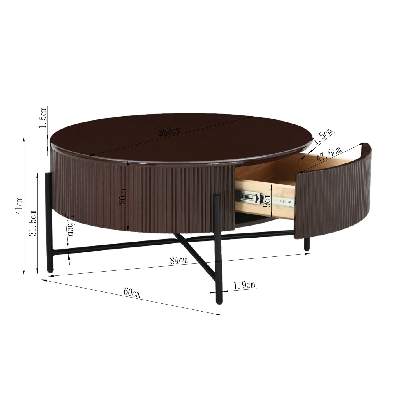 Стол кофейный Riffle Ø80cm