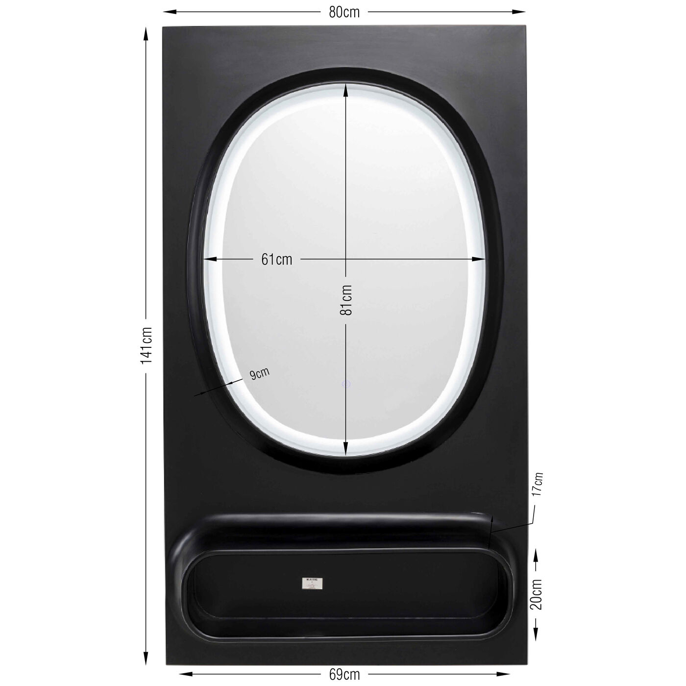 Зеркало настенное  KARE x Karim Rashid Aero LED Black 80x141 см