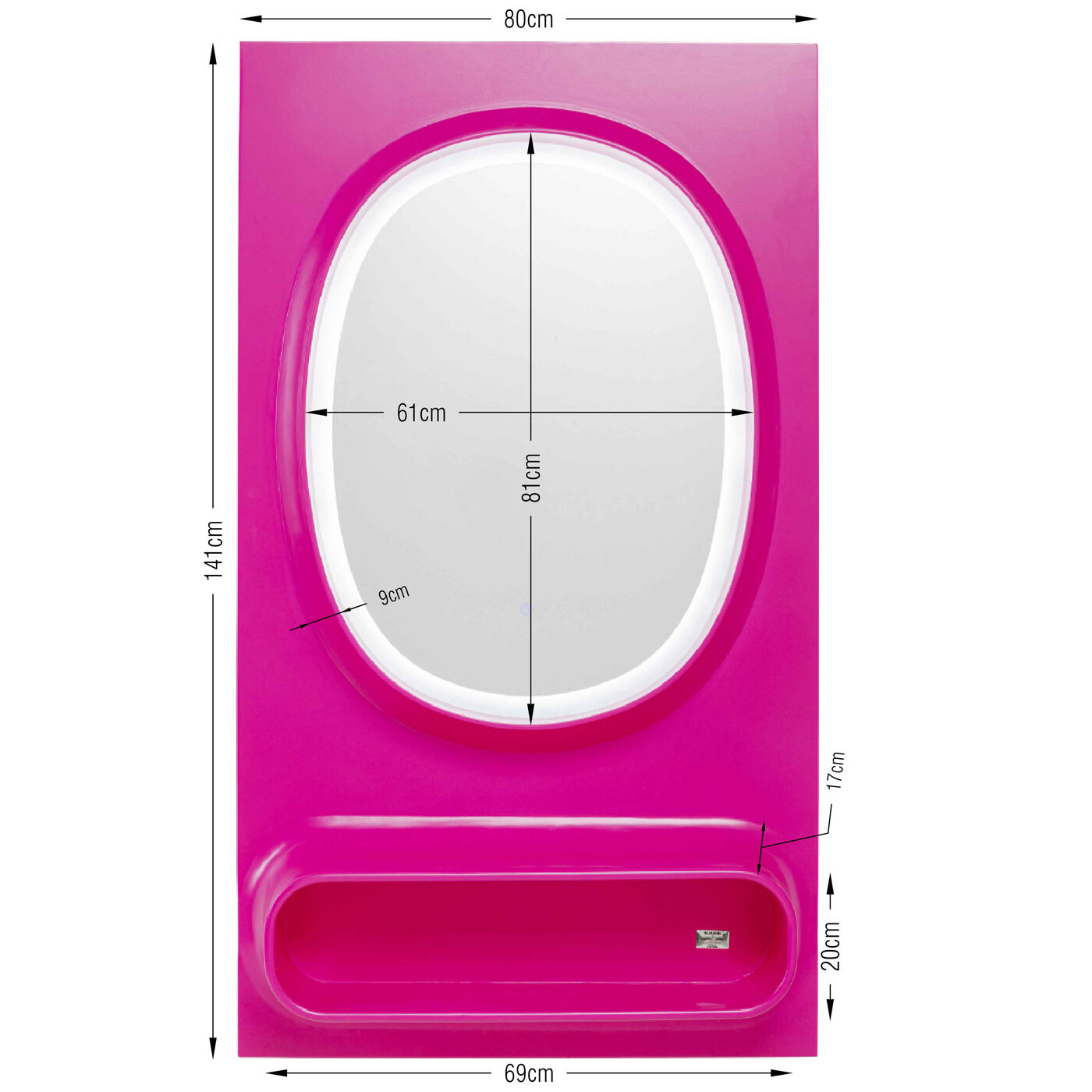 Зеркало настенное  KARE x Karim Rashid Aero LED Pink 80x141 см