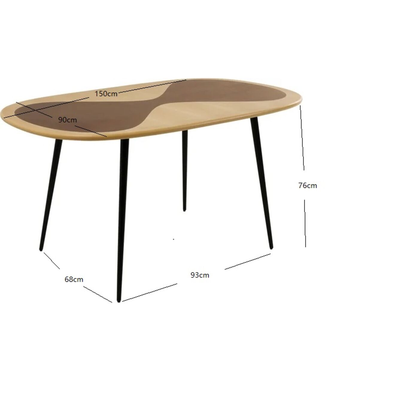Стол KARE x Karim Rashid Petal Nature Black 150x90 см