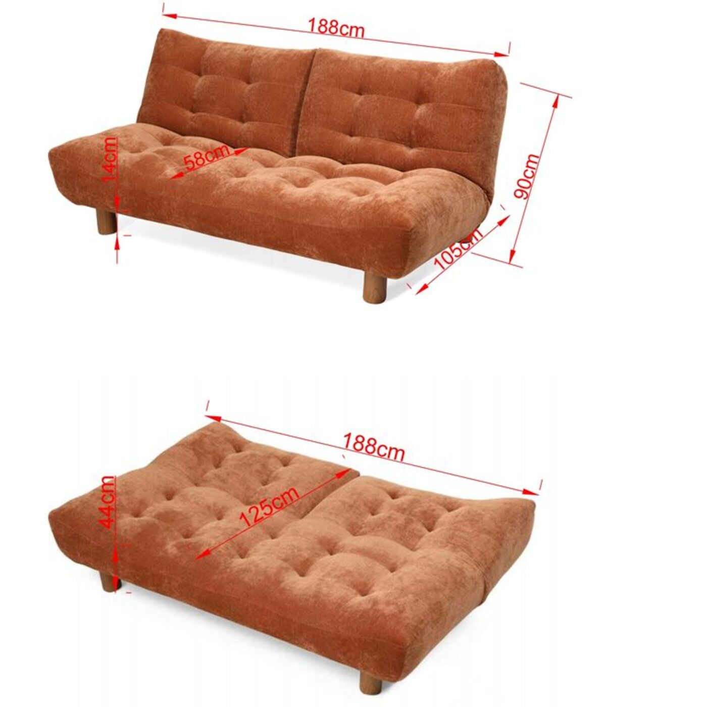 Диван-кровать Mel Orange 188cm