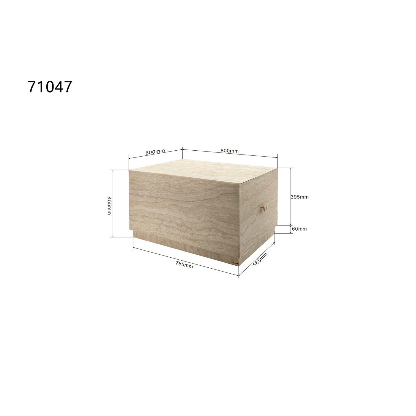 Стол кофейный Travertino Trunk 80x60cm