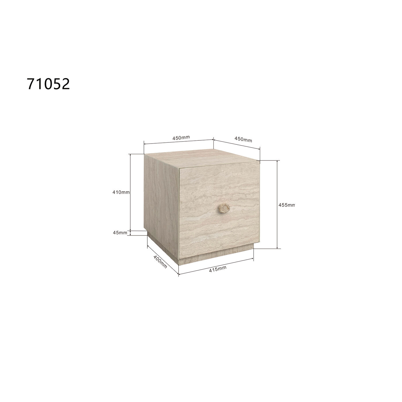 Стол приставной Travertino Drawer 45x45cm