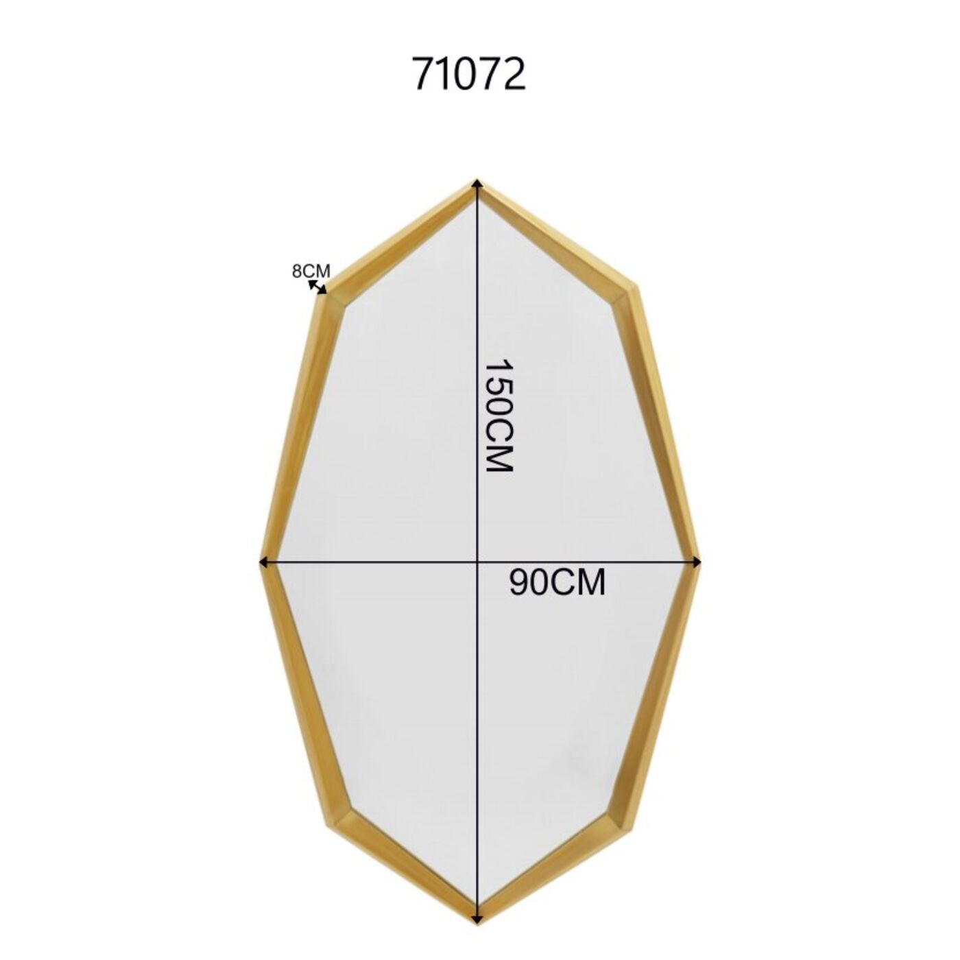 Зеркало настенное Octagon Gold 90x150cm