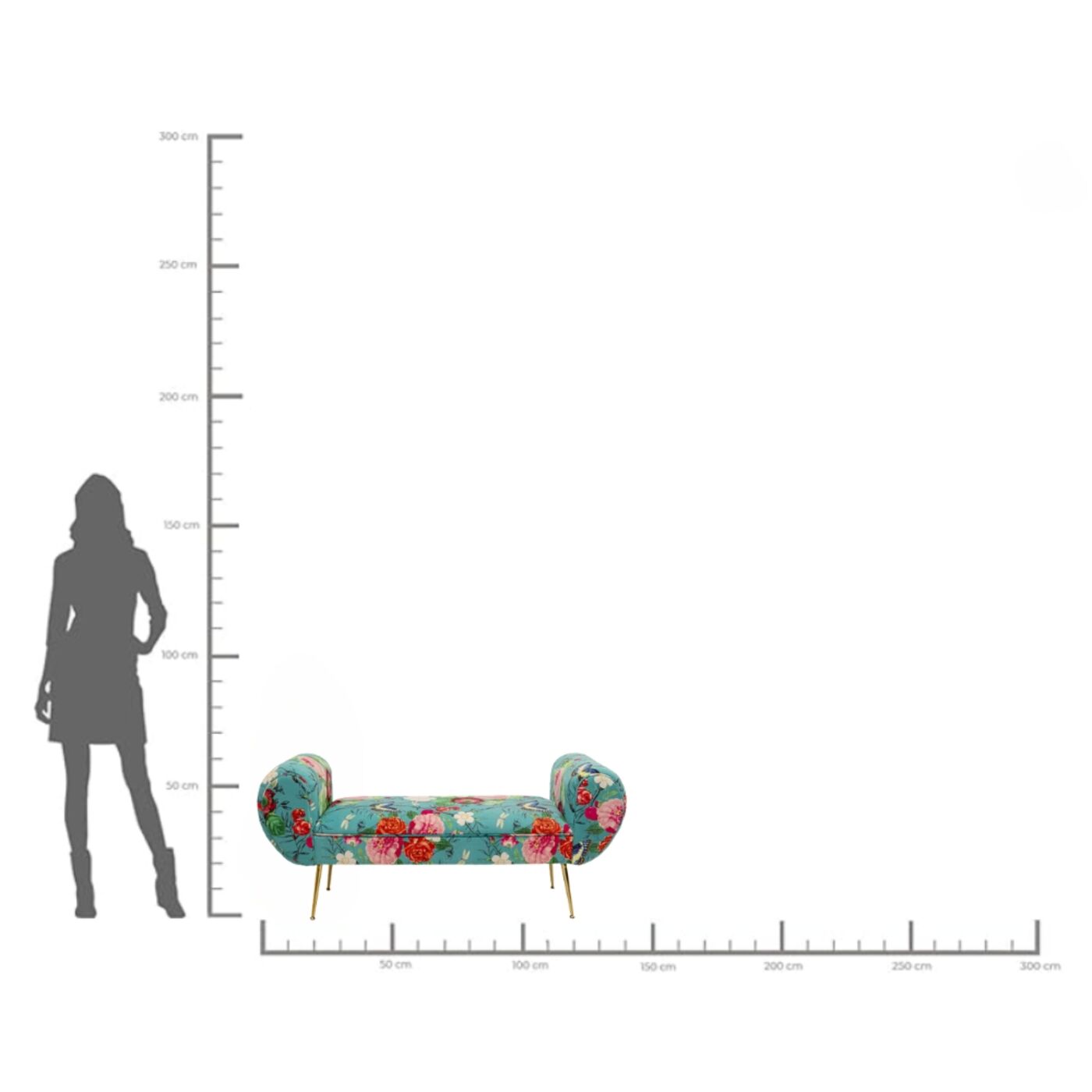 Скамья Trono Flower Fever Blue 140cm