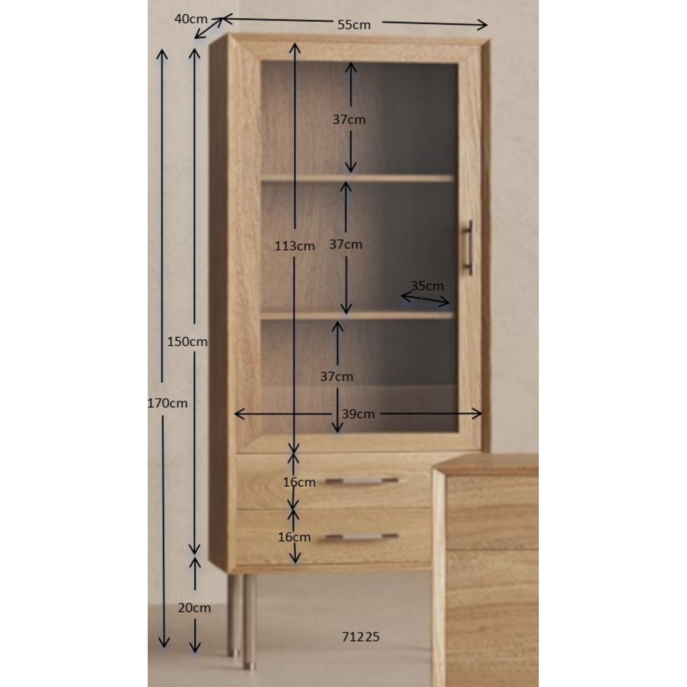 Шкаф-витрина Cabinet Livorno 55x170cm