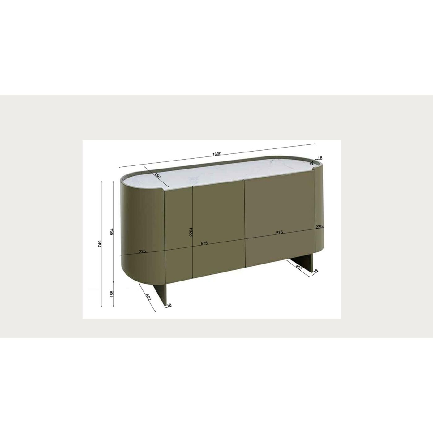 Комод Eliano Grey 160x75cm