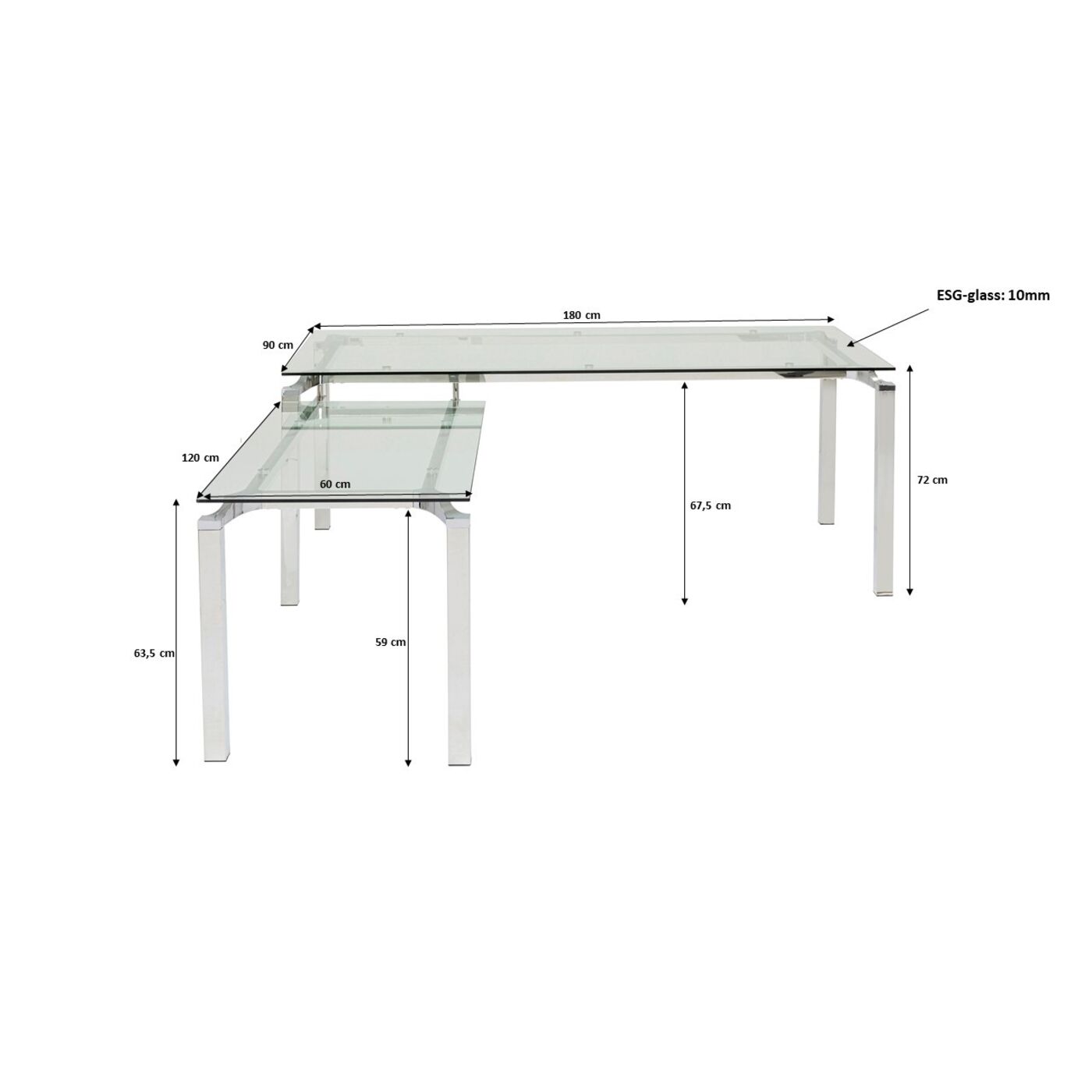 Стол письменный Lorenco Corner Chrome