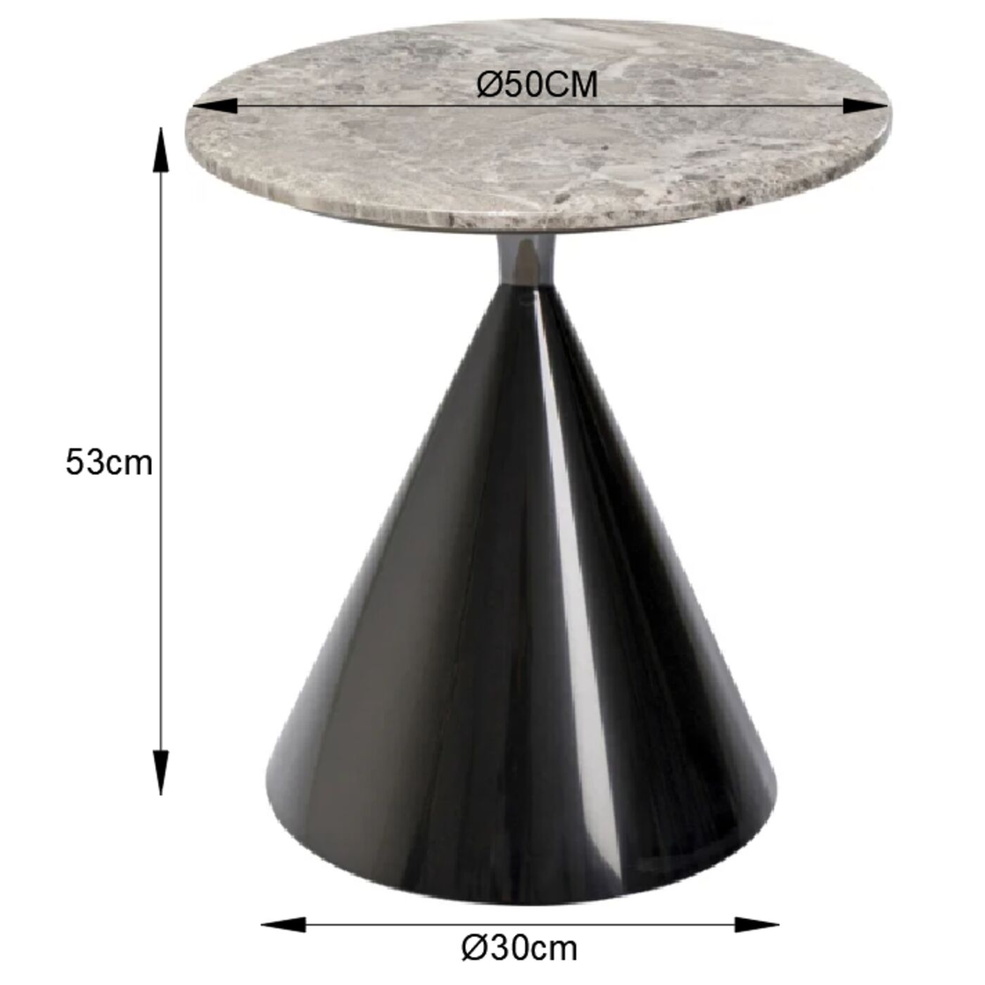 Стол приставной Rita Black Ø50 см