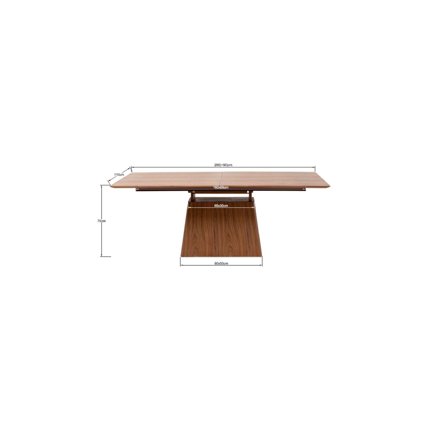 Стол раздвижной Benvenuto Walnut 200(50)x110 см