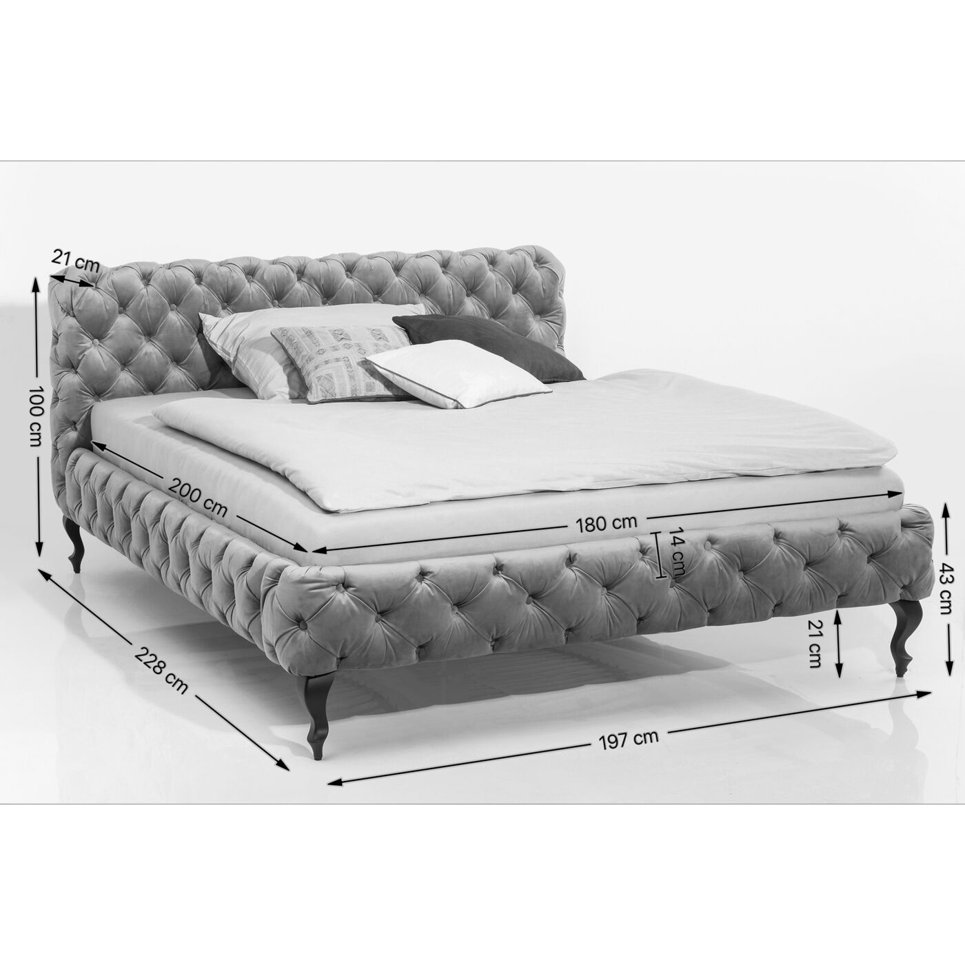Каркас кровати Velvet Silver Grey 180x200 см