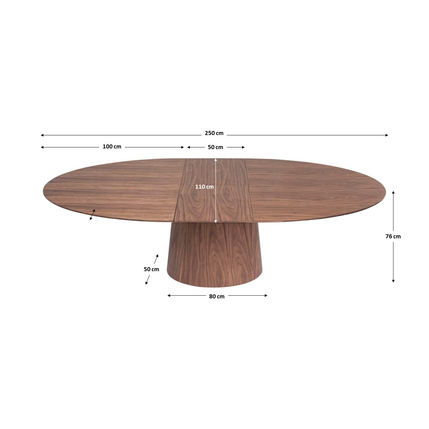 Стол раздвижной Benvenuto Walnut 200(50)x110 см