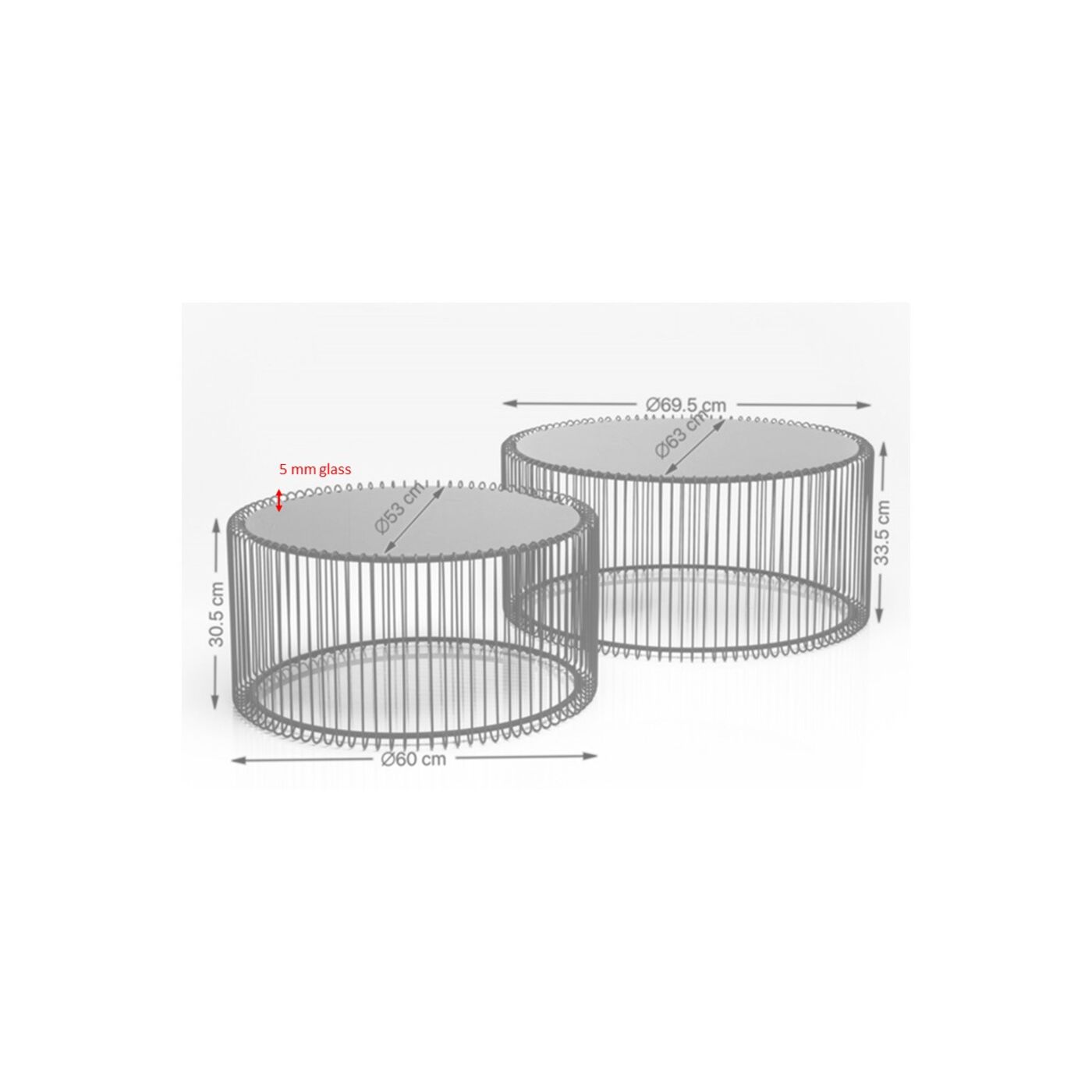 Стол кофейный Wire Silver (2 шт)