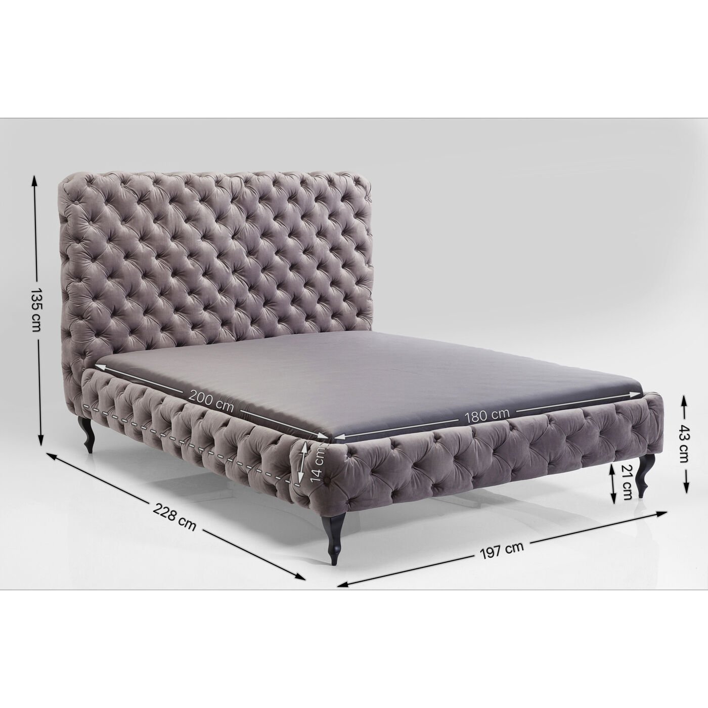 Кровать (каркас) Desire Silver Grey High 180x200 см