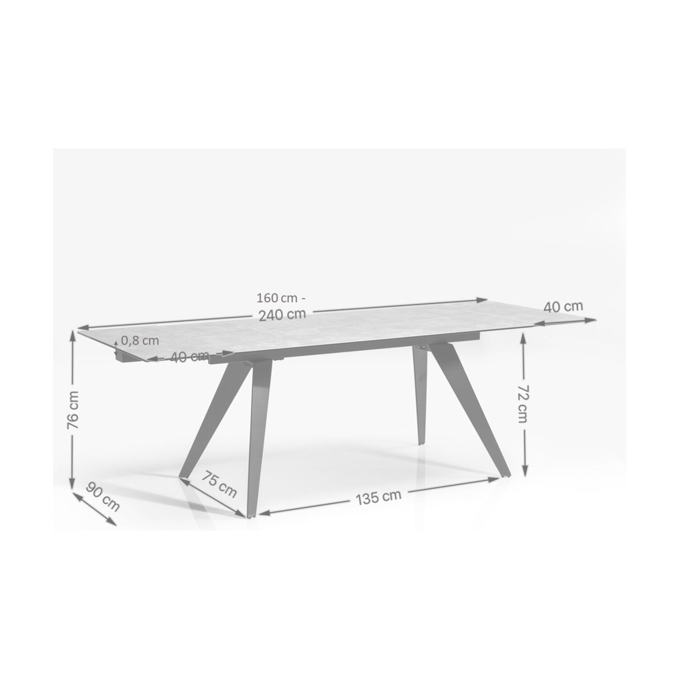 Стол раздвижной Amsterdam Dark160(40+40)x90 см