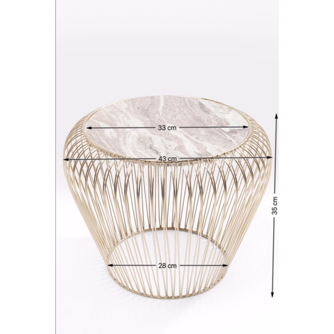 Стол приставной Beam Grey Marble Brass Ø43 см