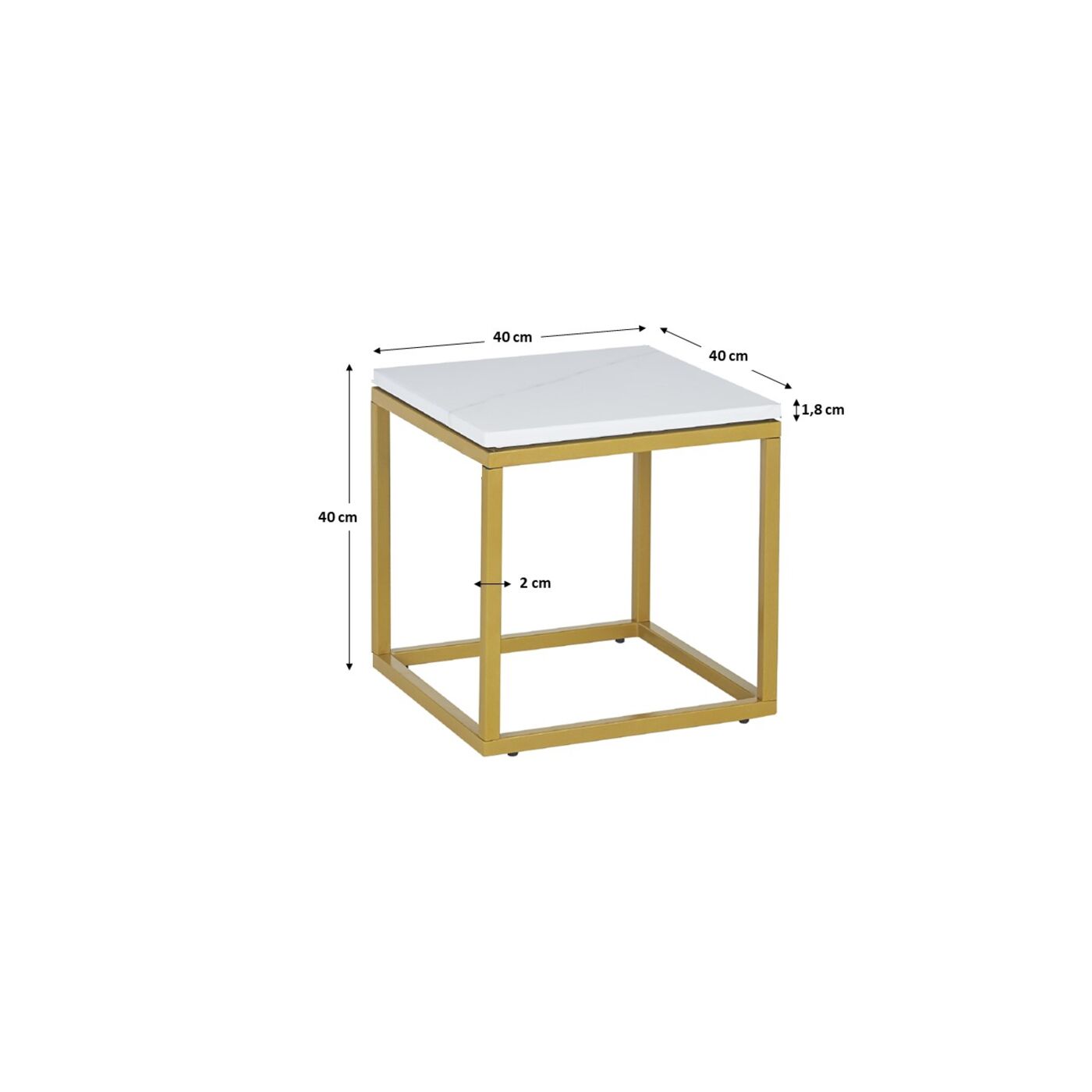 Стол приставной Key West Marble Gold 40x40 см