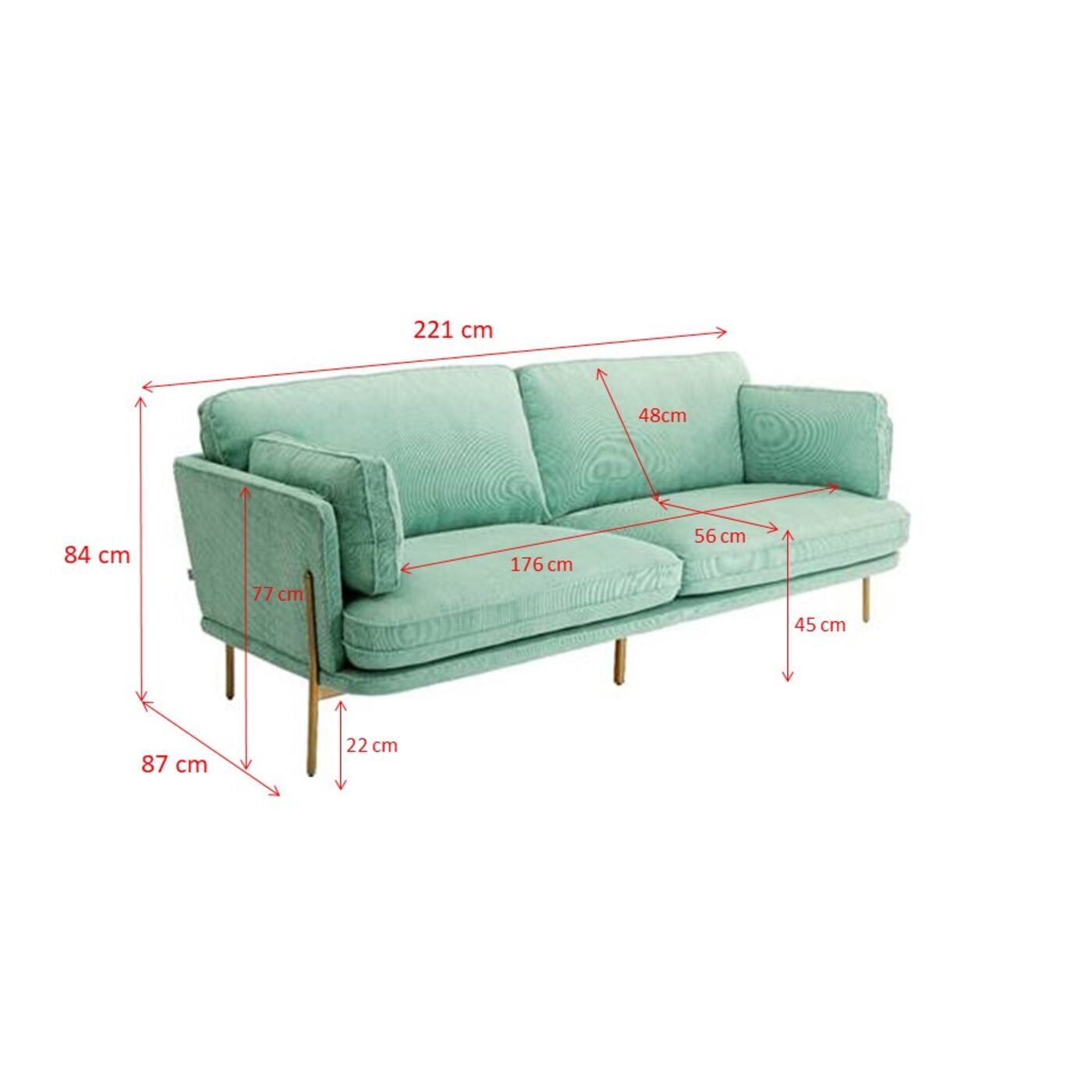 Диван трехместный Shirly 3-Seater Mint