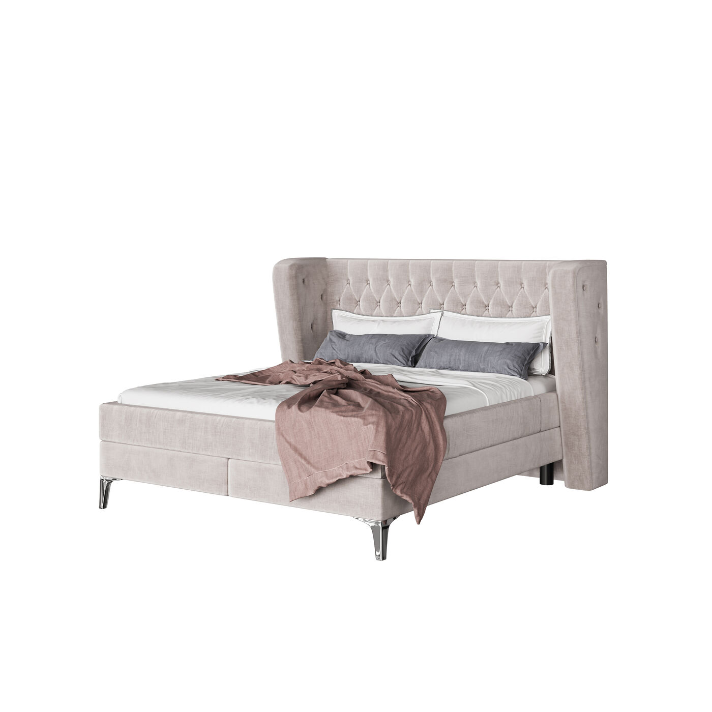 Кровать Boxspring с пружинным матрасом Benito Moon Cream 180x200 см