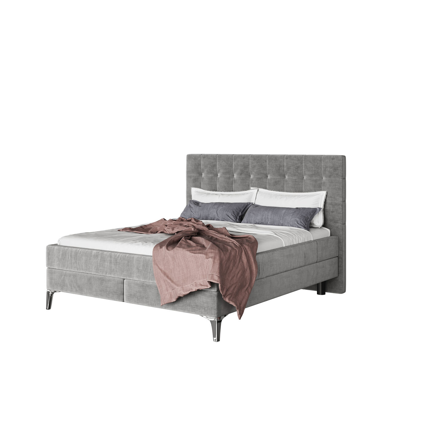 Кровать Boxspring с пружинным матрасом Benito Star Grey 160x200 см