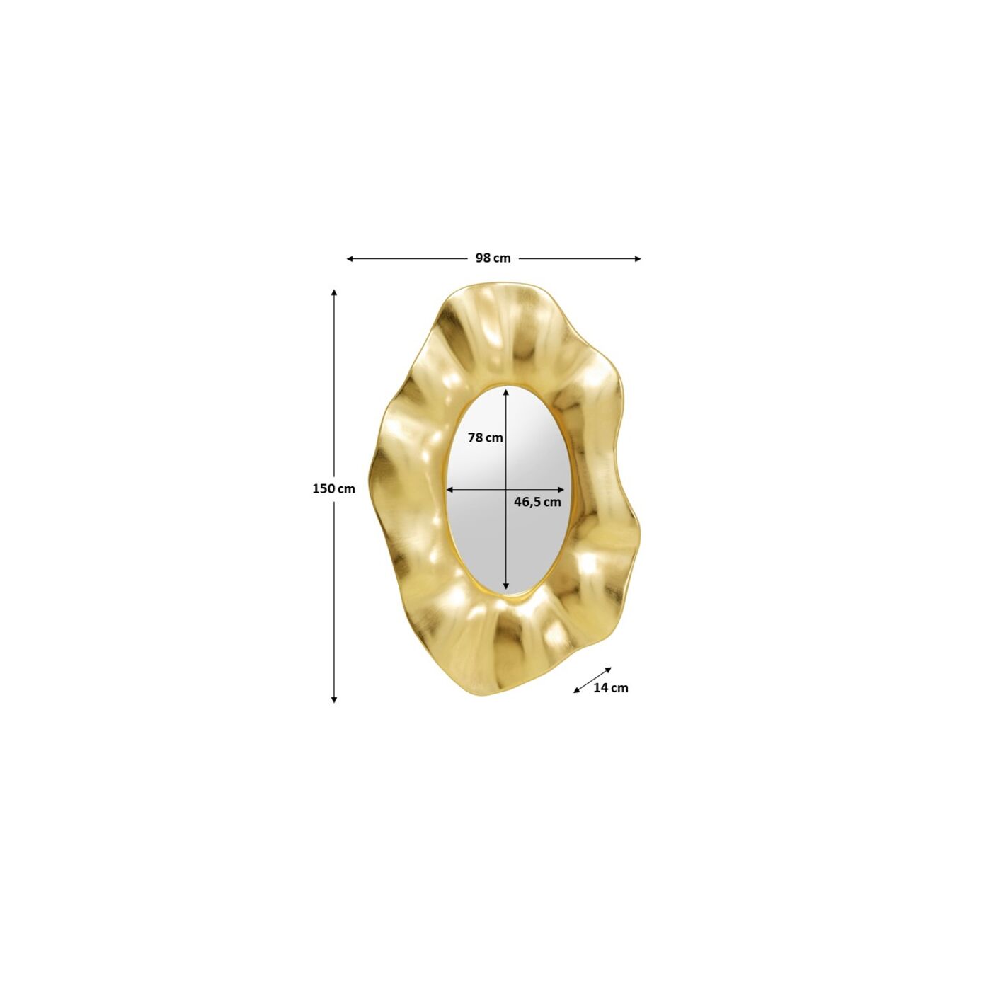 Зеркало настенное Riley Gold 150x98 см