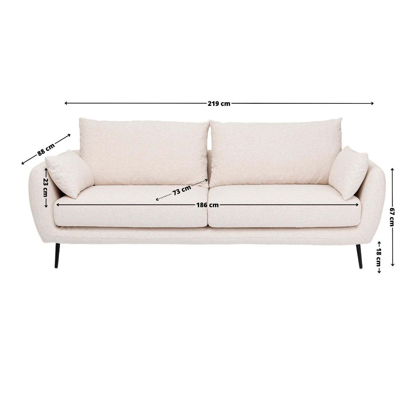 Диван двухместный Amalfi 2-Seater Grey 219 см