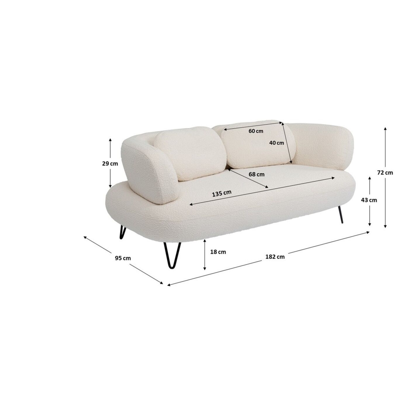 Диван двухместный Peppo 2-Seater White 182 см