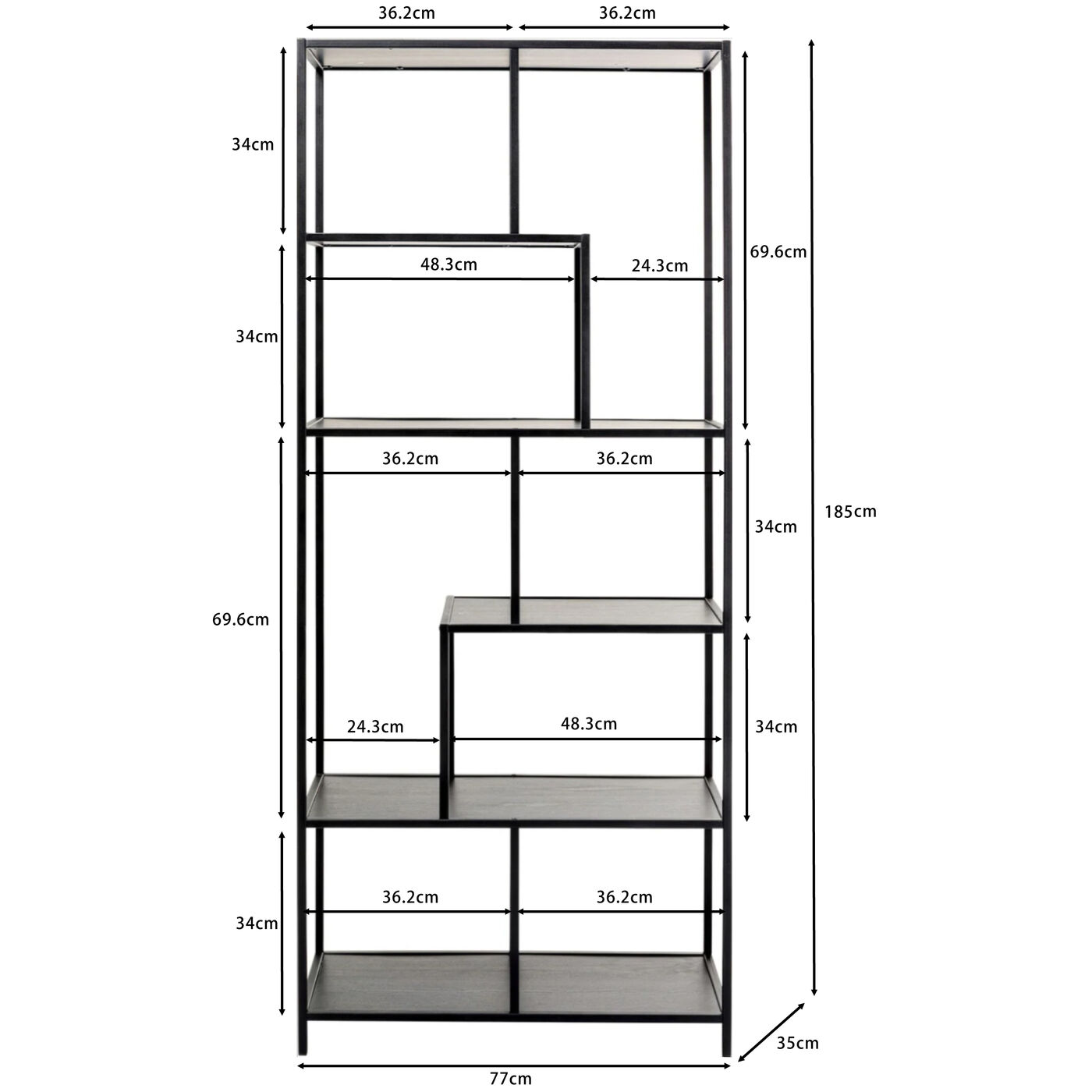 Стеллаж Loftie Black 77x185 см