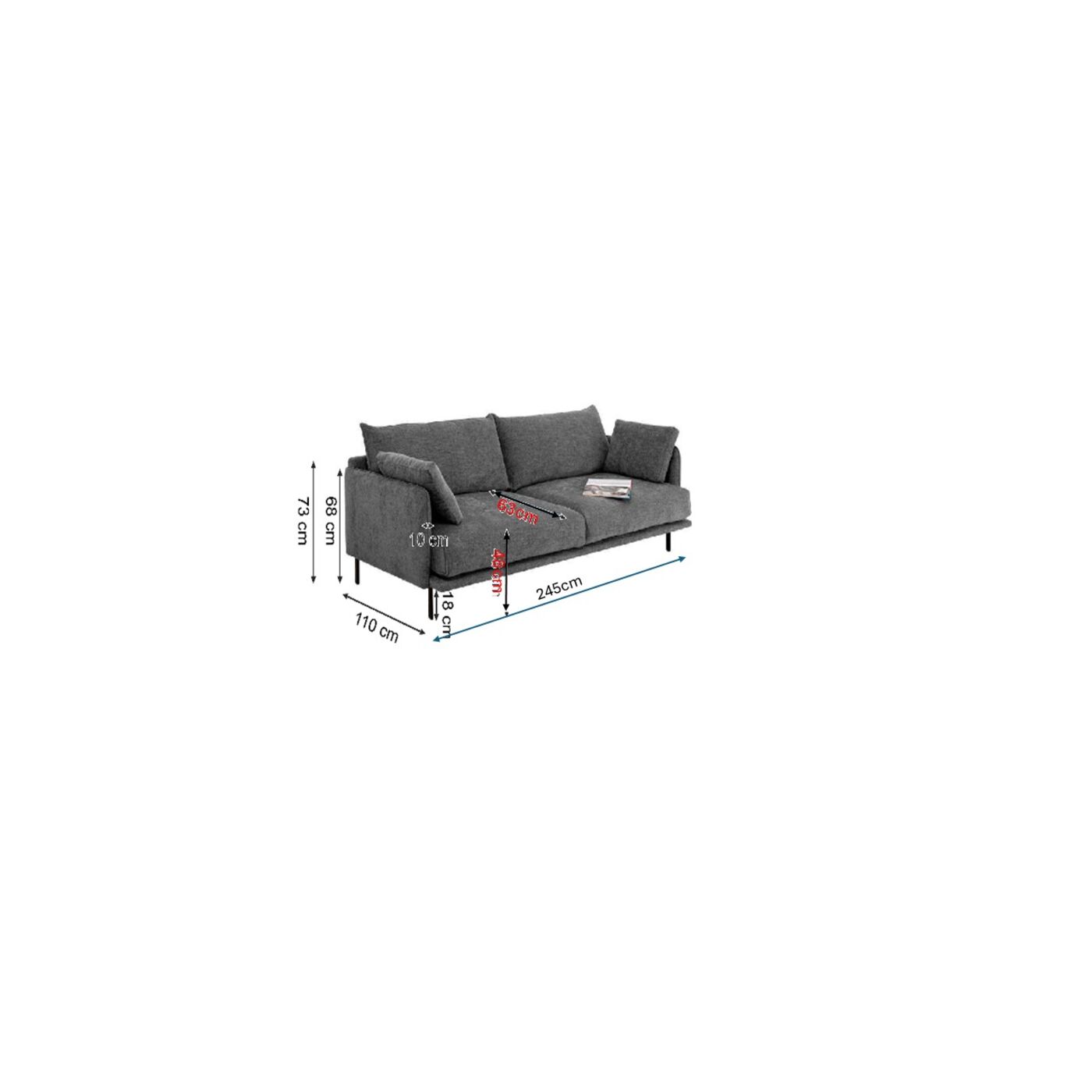 Диван трехместный Edna 3-Seater Cream 245 см
