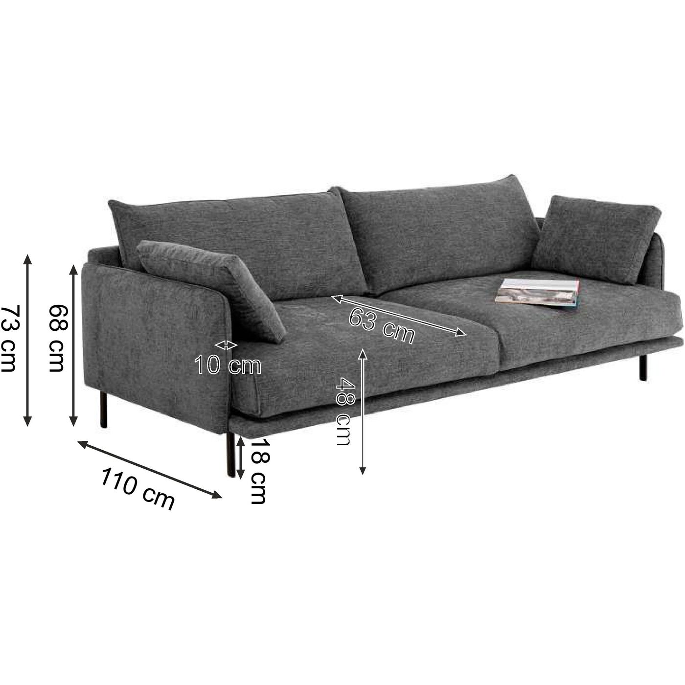 Диван трехместный Edna 3-Seater Brown 245 см