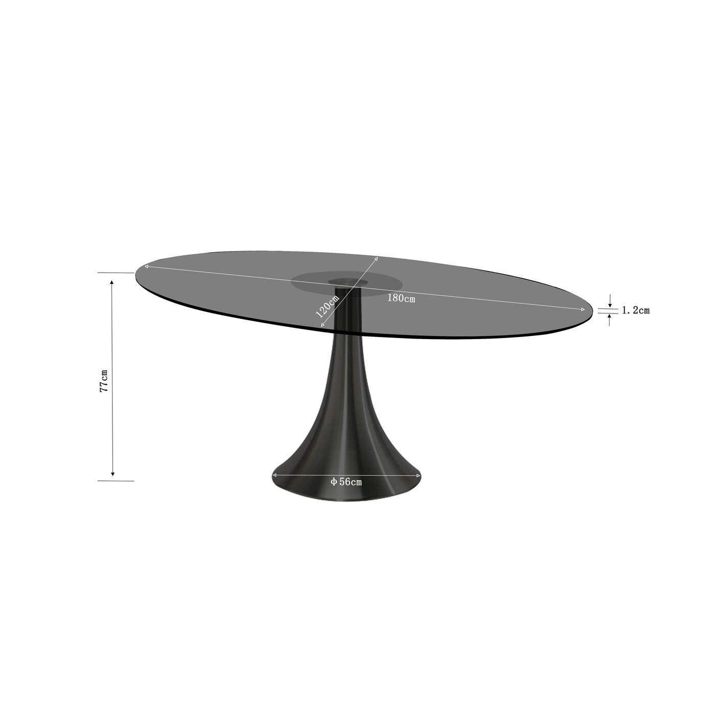Стол обеденный Possibilita Smoke Glass 180x120 см