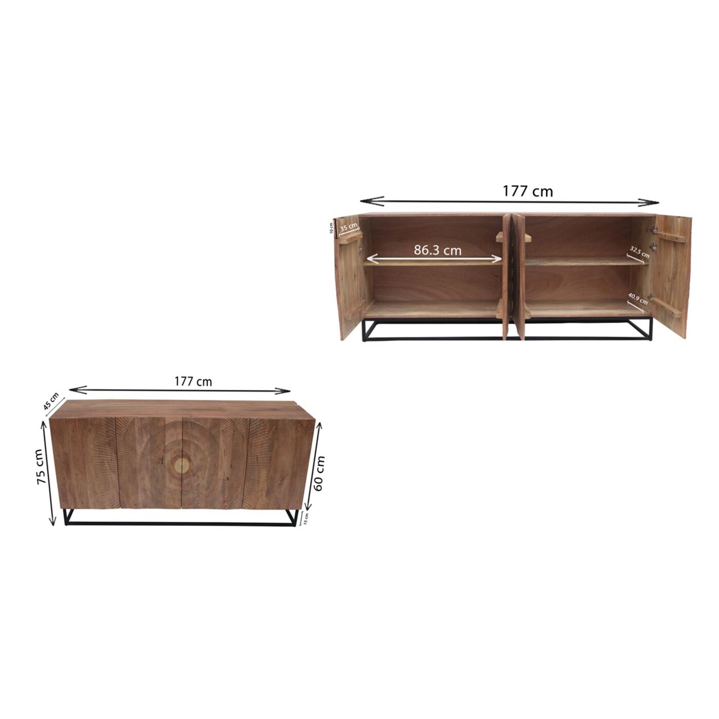 Комод широкий Madeira Bright 177x75 см