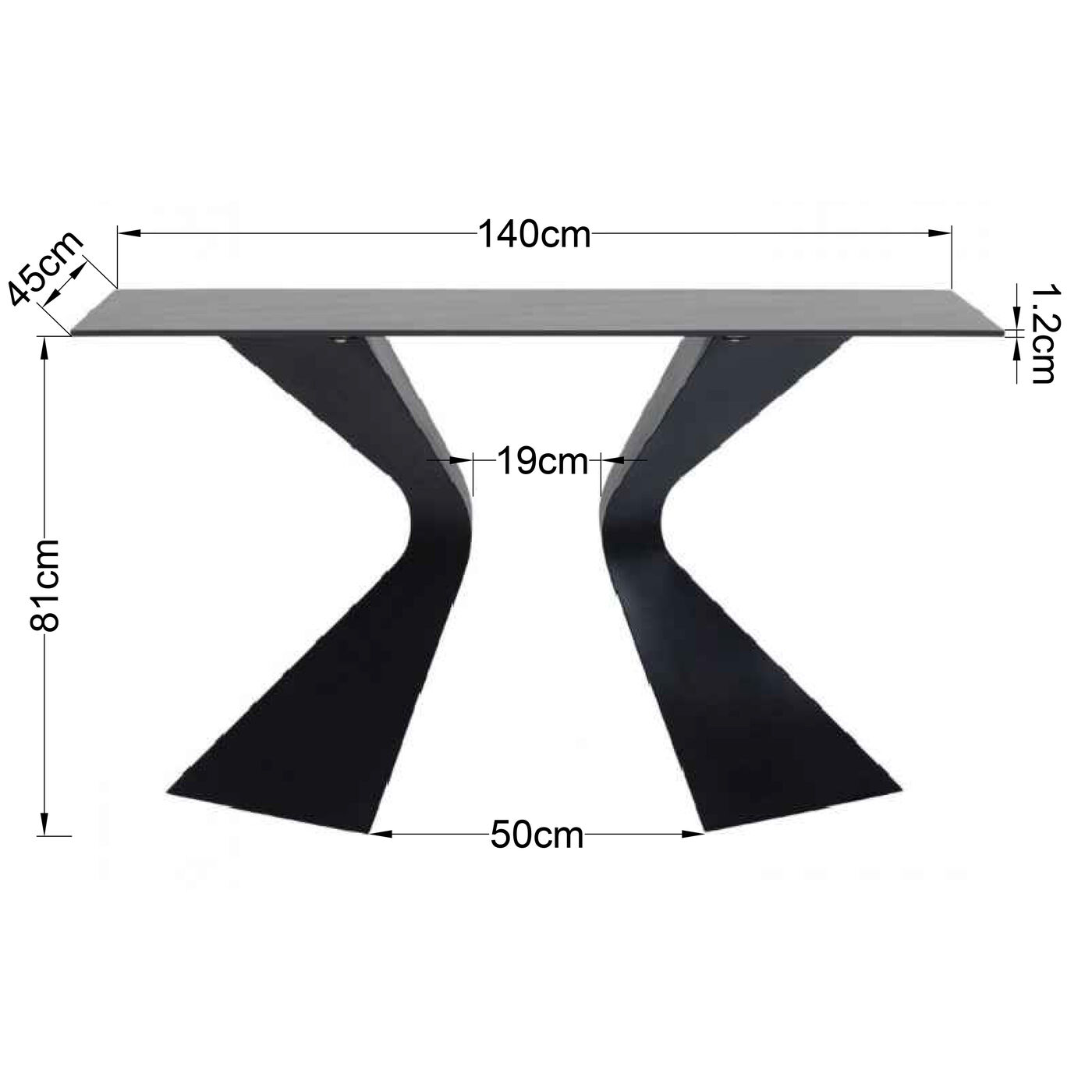 Консоль Gloria Black Keramik 140x81 см
