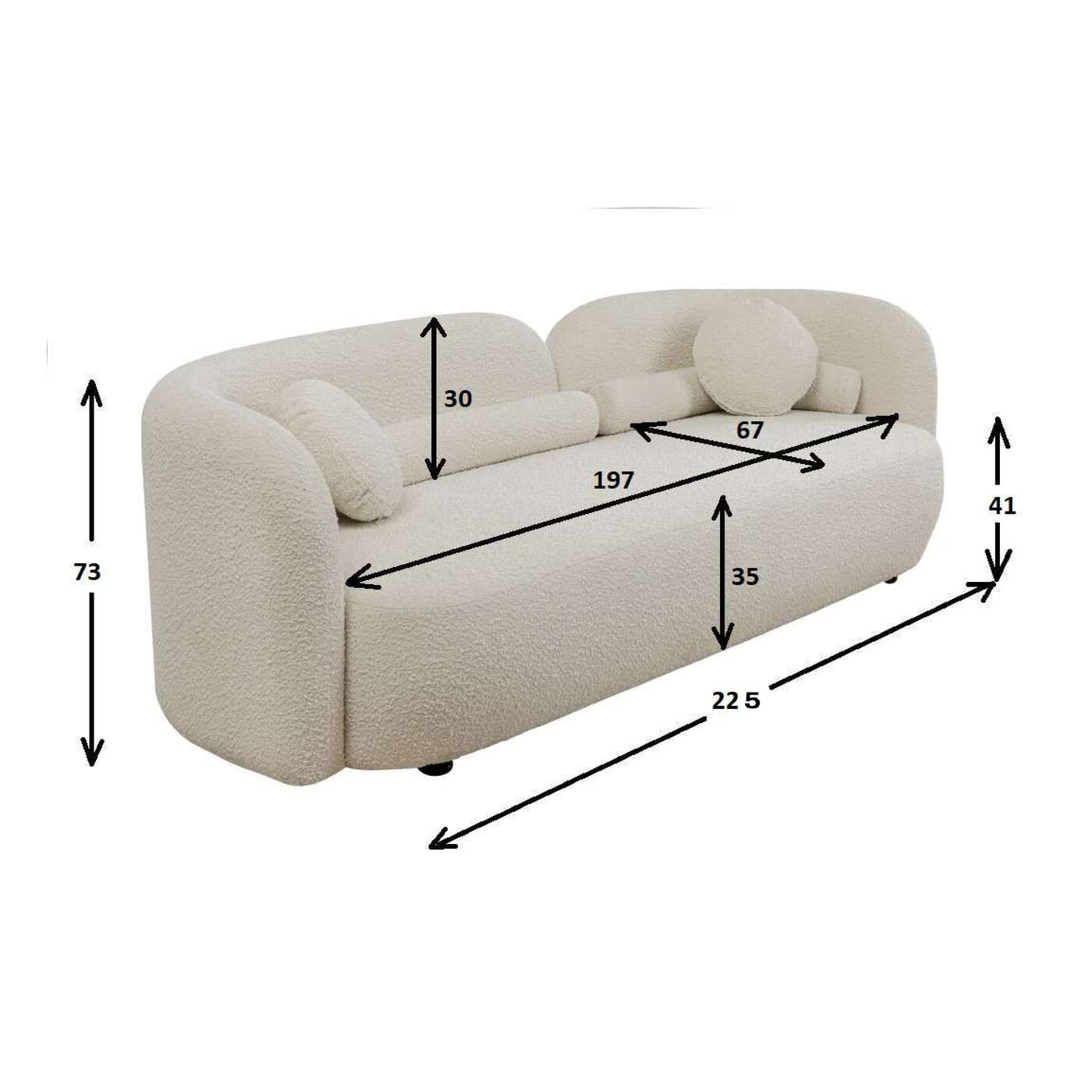 Диван трехместный Kelly Boucle 225 см