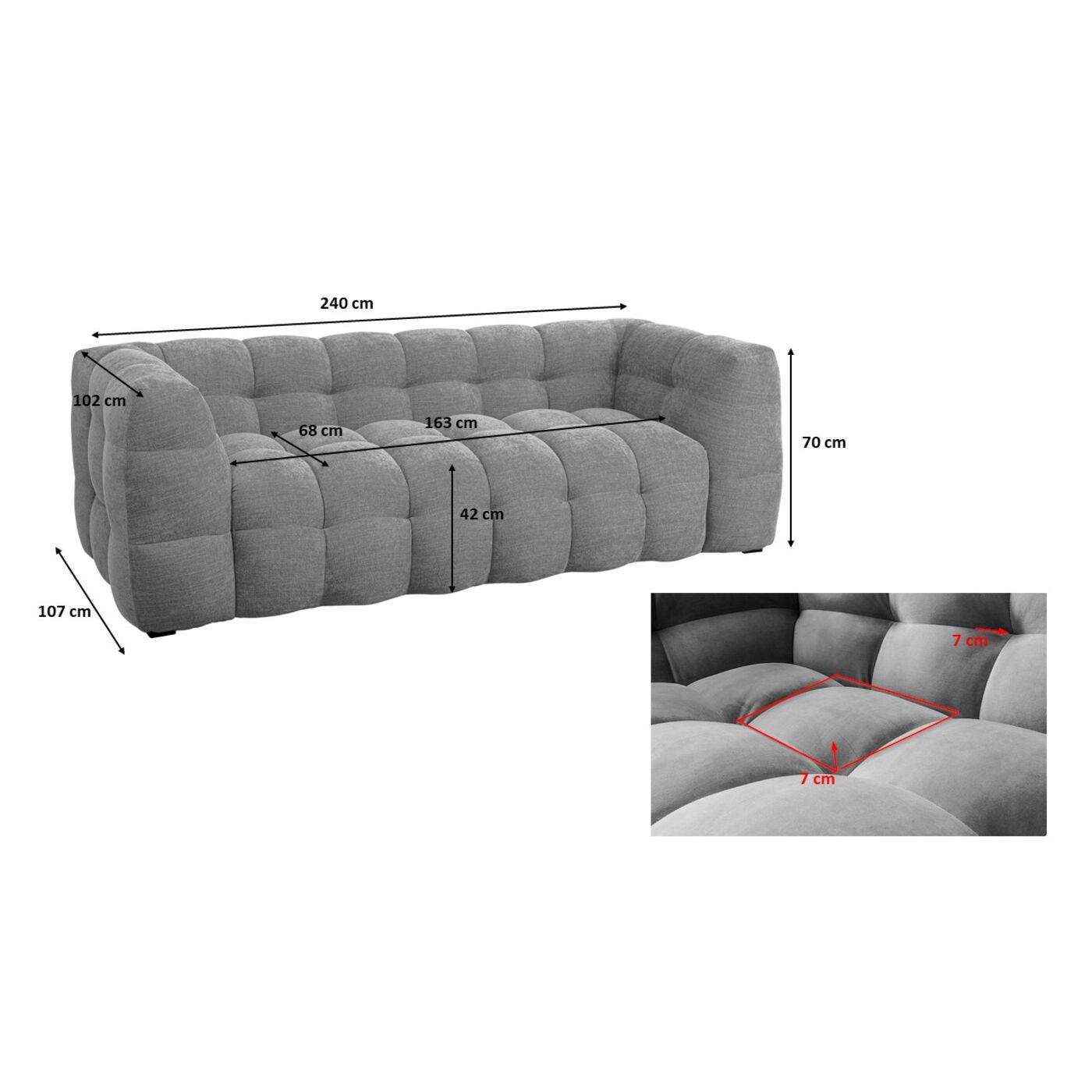 Диван трехместный Salamanca Grey 240 см