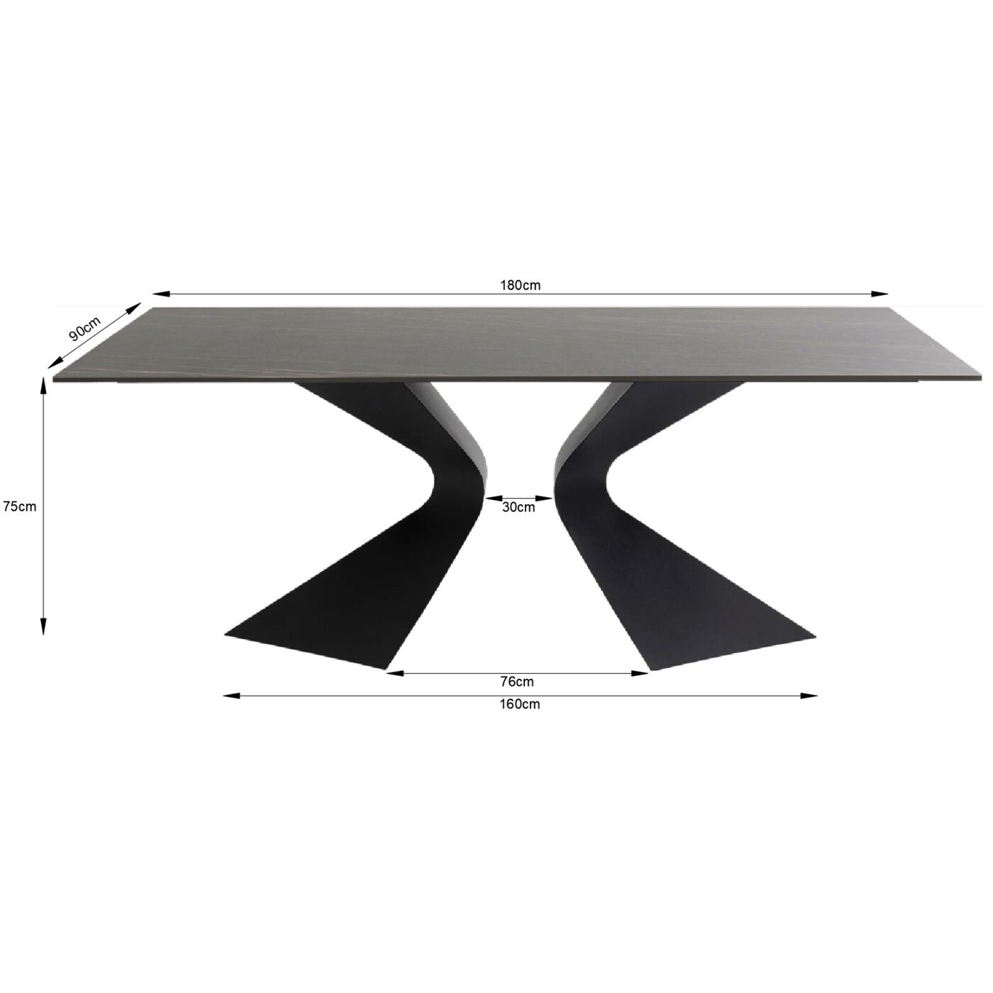 Стол обеденный Gloria Outdoor Ceramic Black 180x90 см