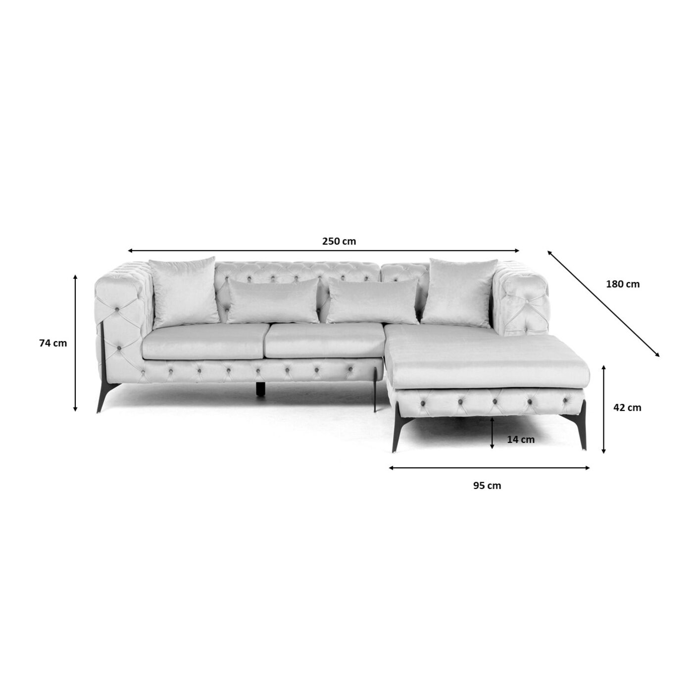 Диван угловой Bellissima Velvet Taupe Left 180x240 см