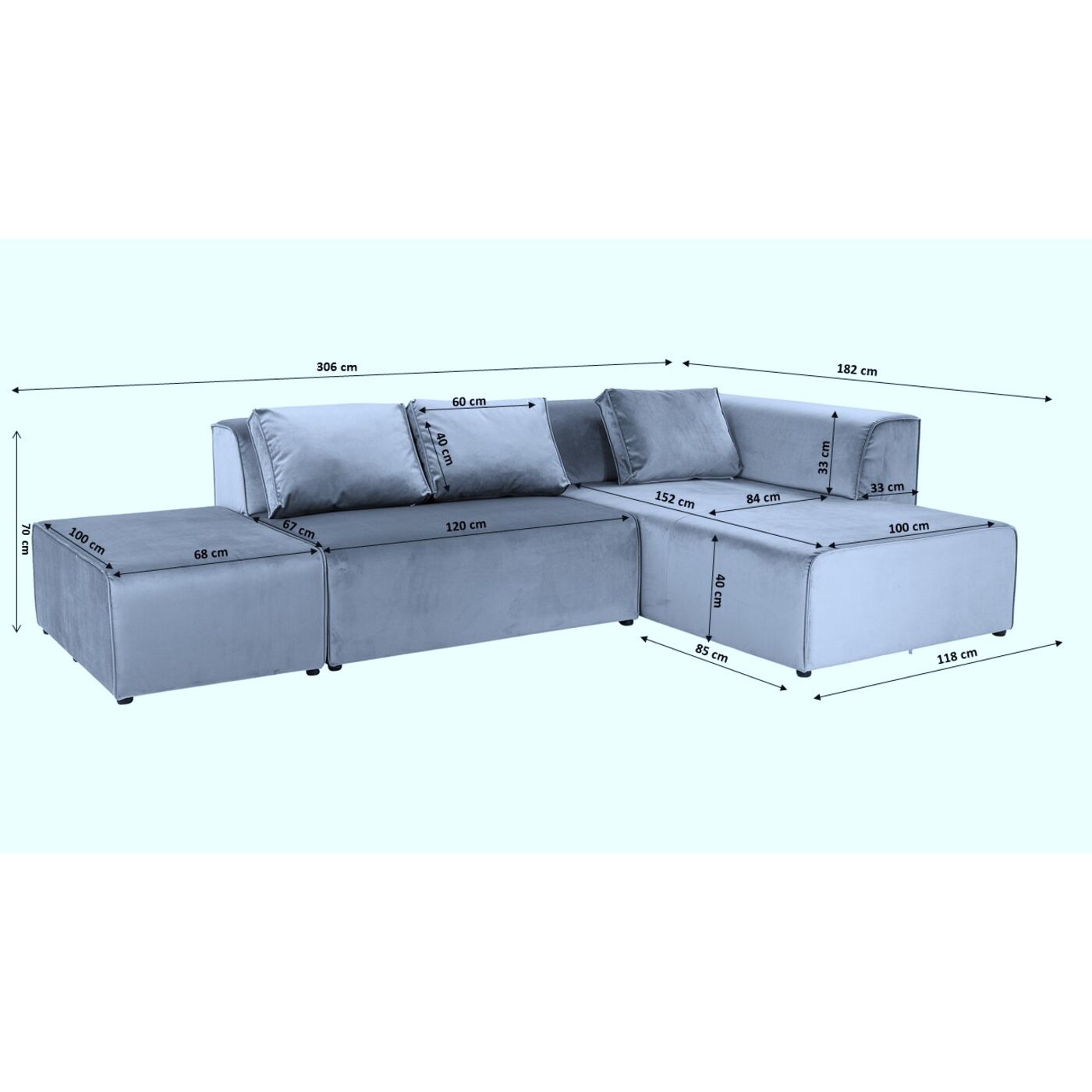 Диван левосторонний угловой Infinity Ottomane Cord Creme Left