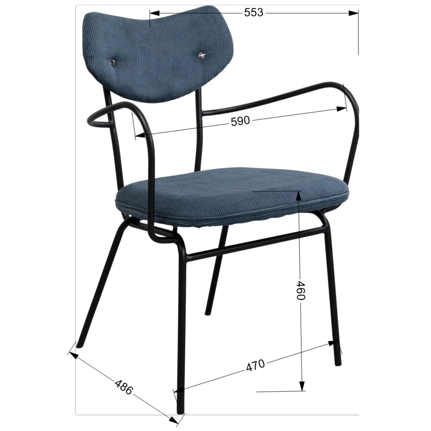 Стул с подлокотниками Viola Blue