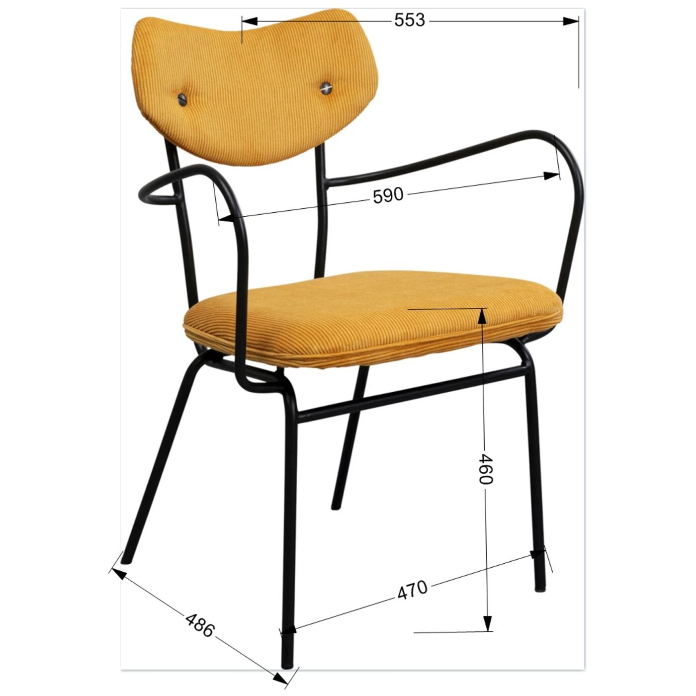 Стул с подлокотниками Viola Yellow