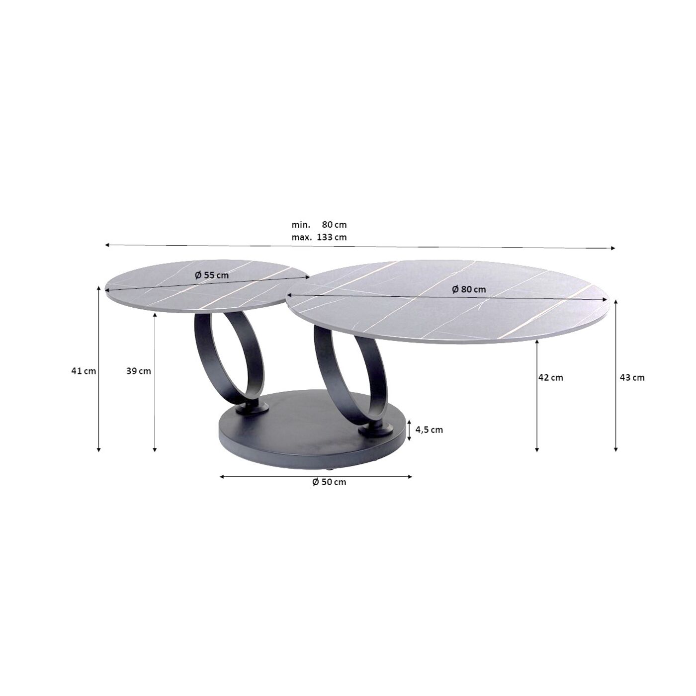 Стол кофейный Beverly Bubble Black 133x80 см