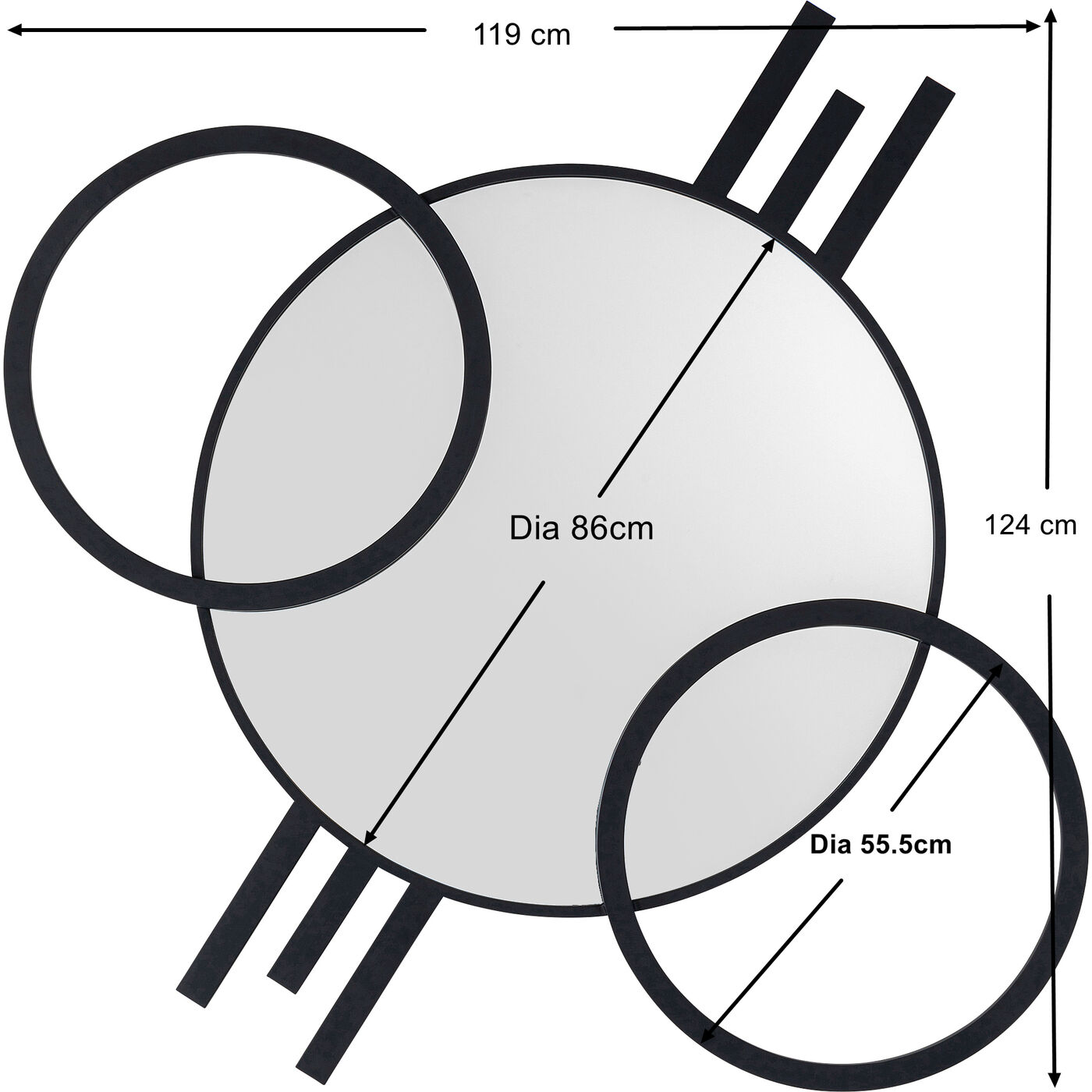 Зеркало настенное Triple Circle 124x119 см