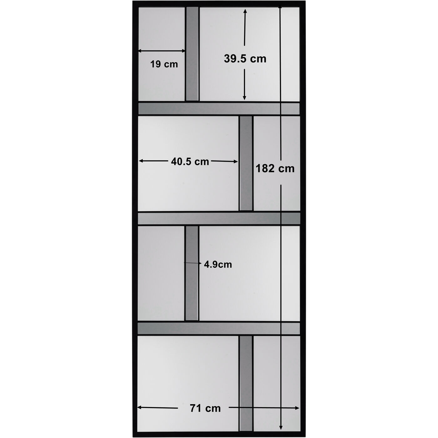 Зеркало настенное Brick Black 71x182 см
