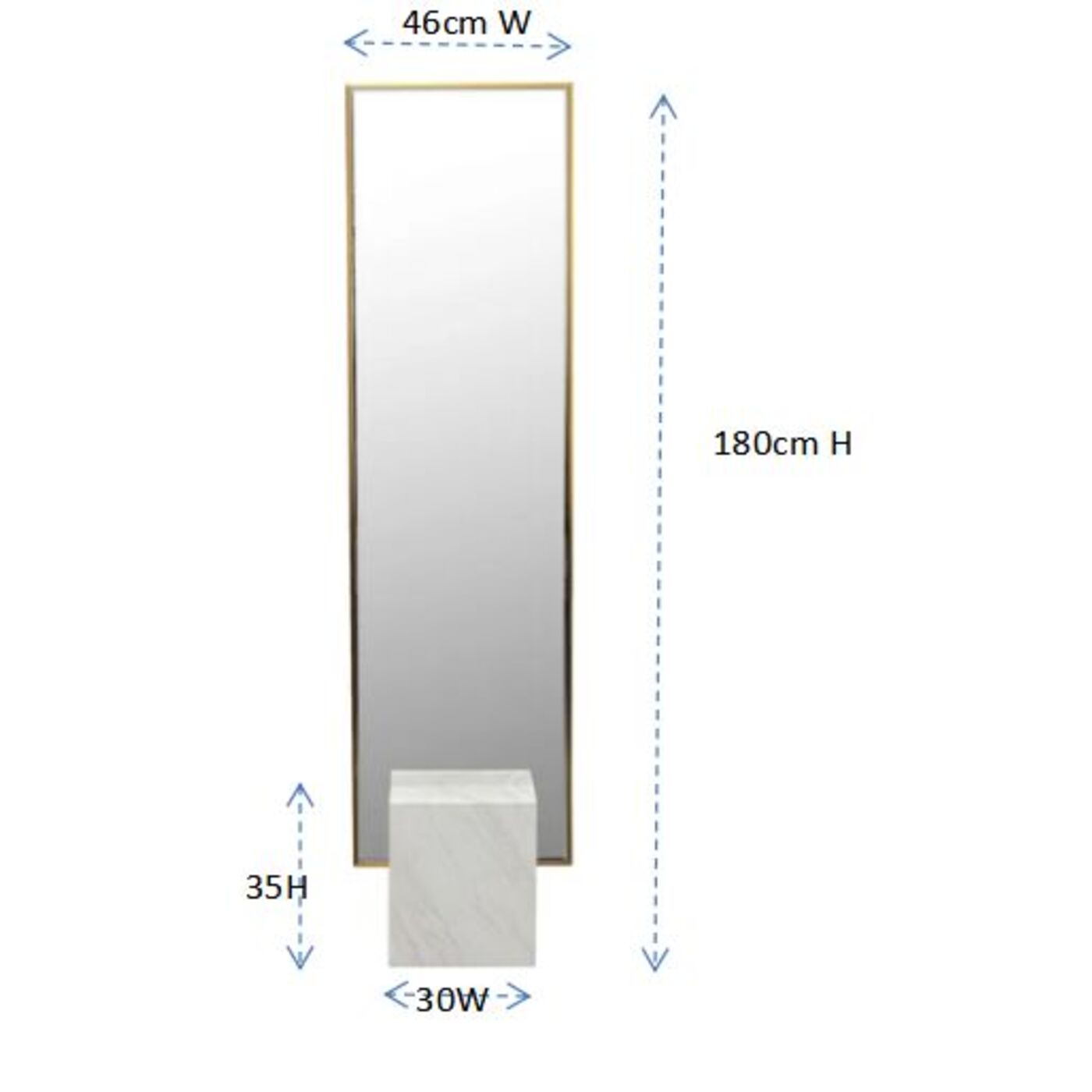 Зеркало напольное Hulda Brass 46x180 см