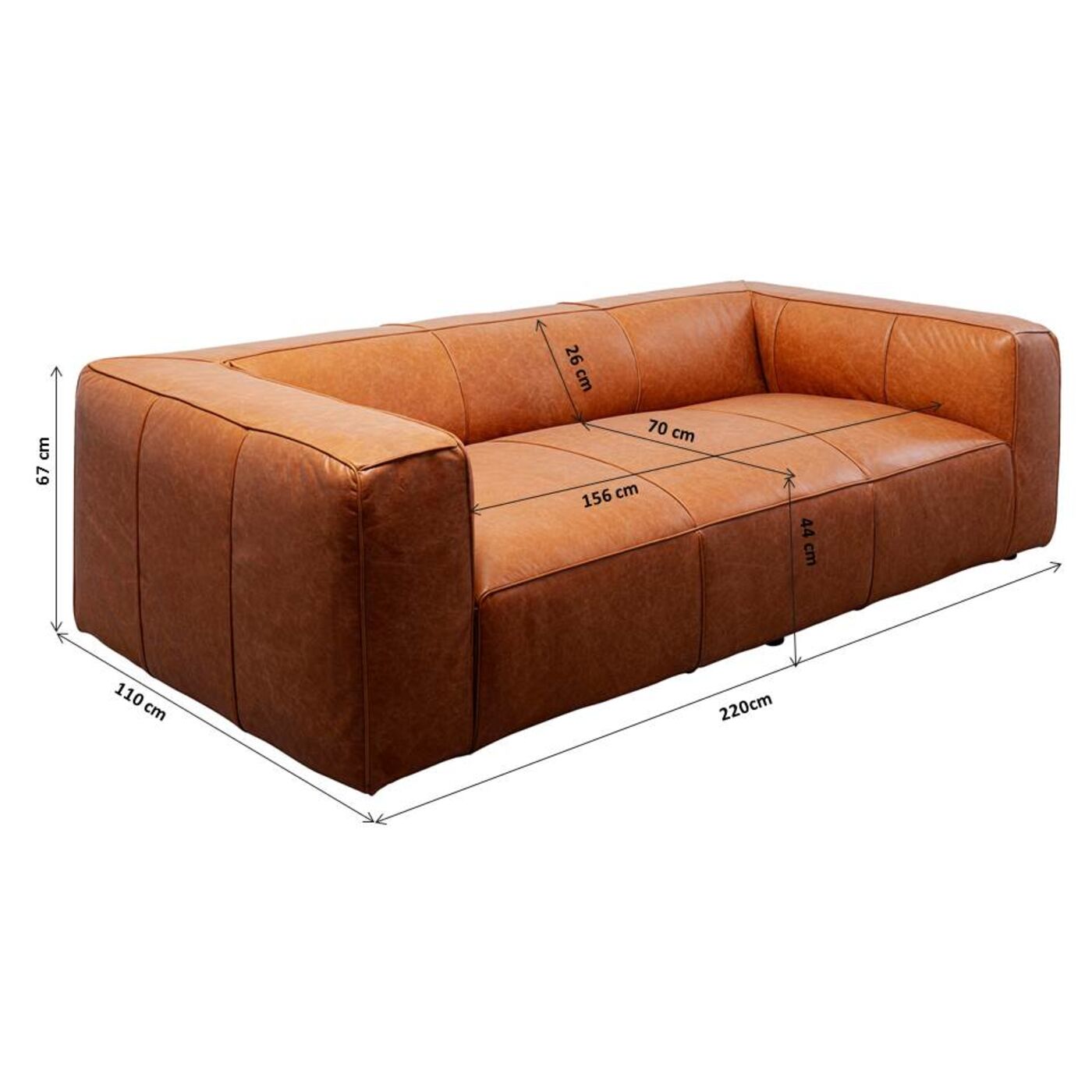 Диван трехместный Cubetto 3-Seater Light Brown 220 см