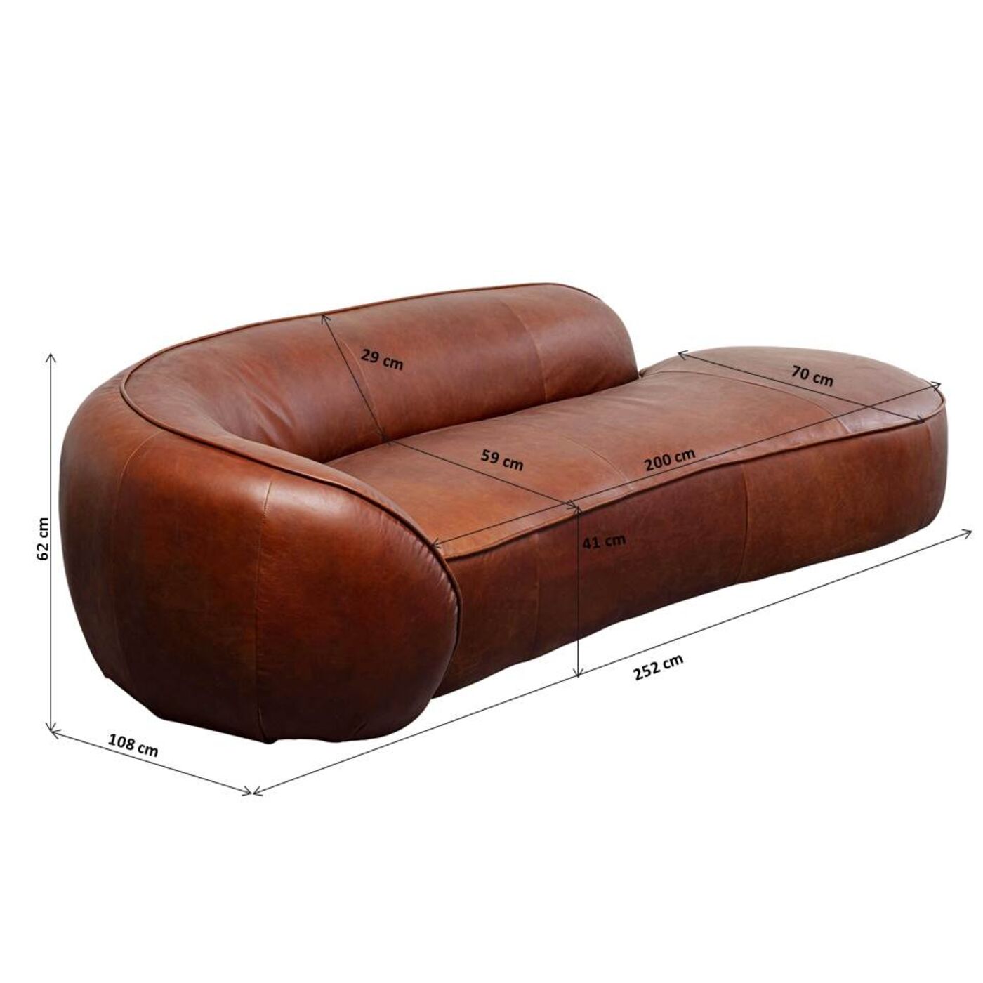 Кушетка Wonder Brown 252 см