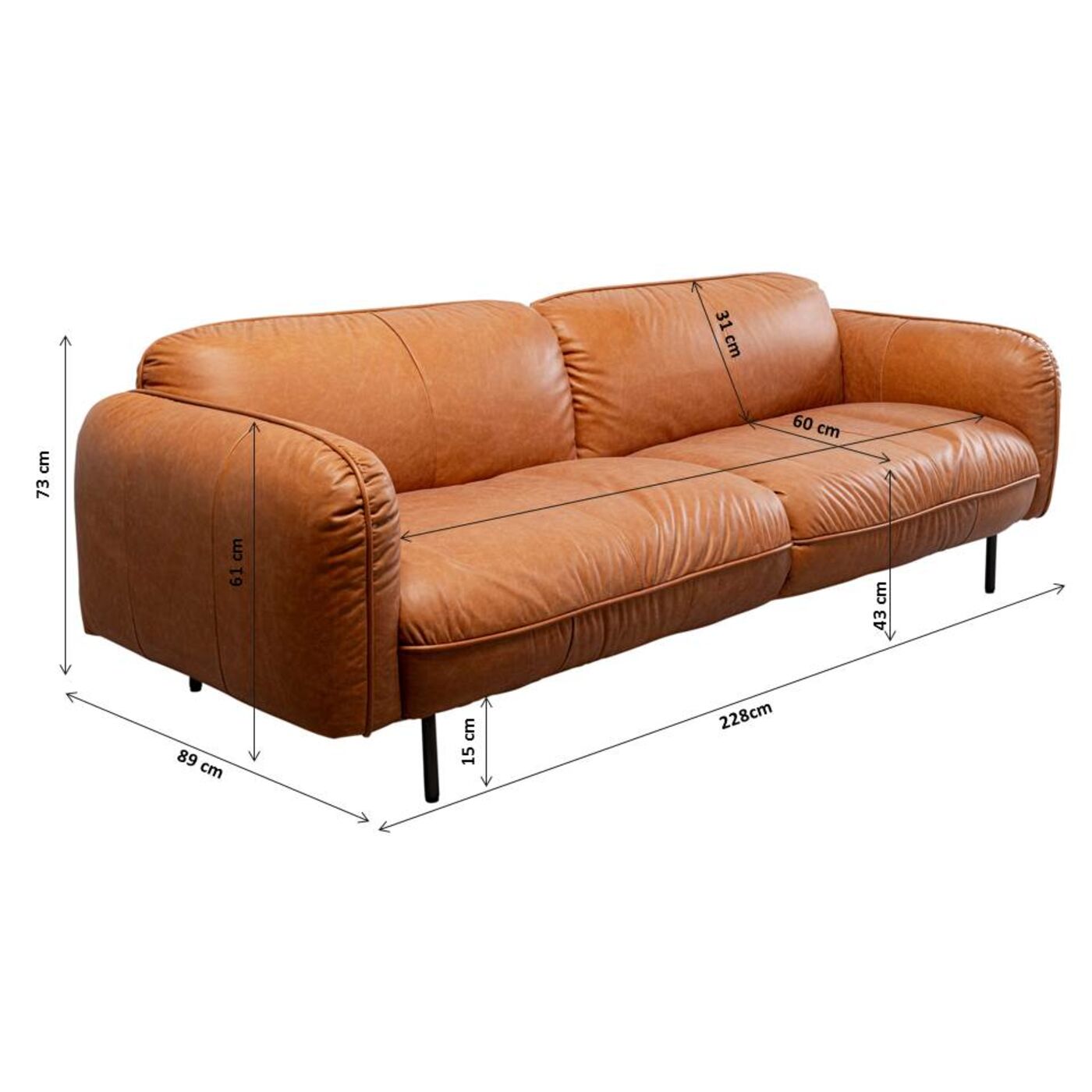 Диван Calgary Light Brown 226 см